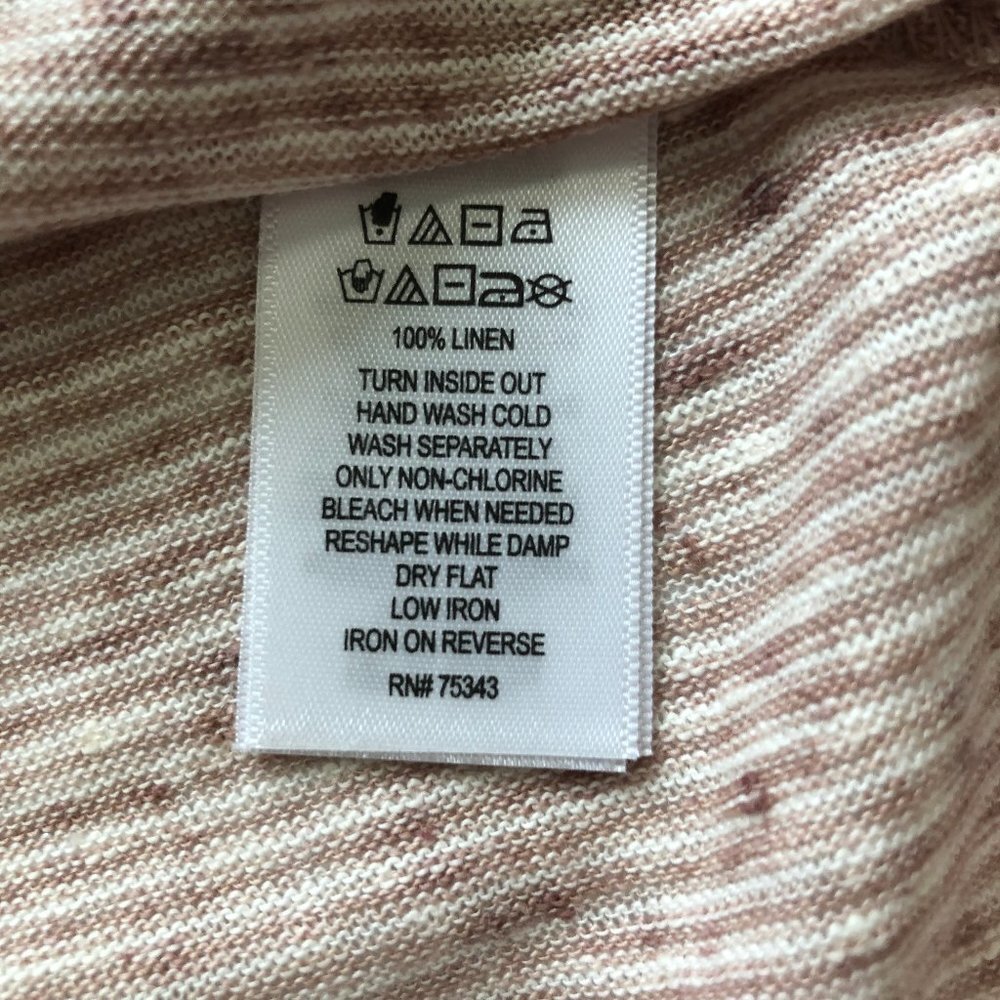 Sigrid Olsen Taupe & White Stripe Linen Top S Euc - image 6